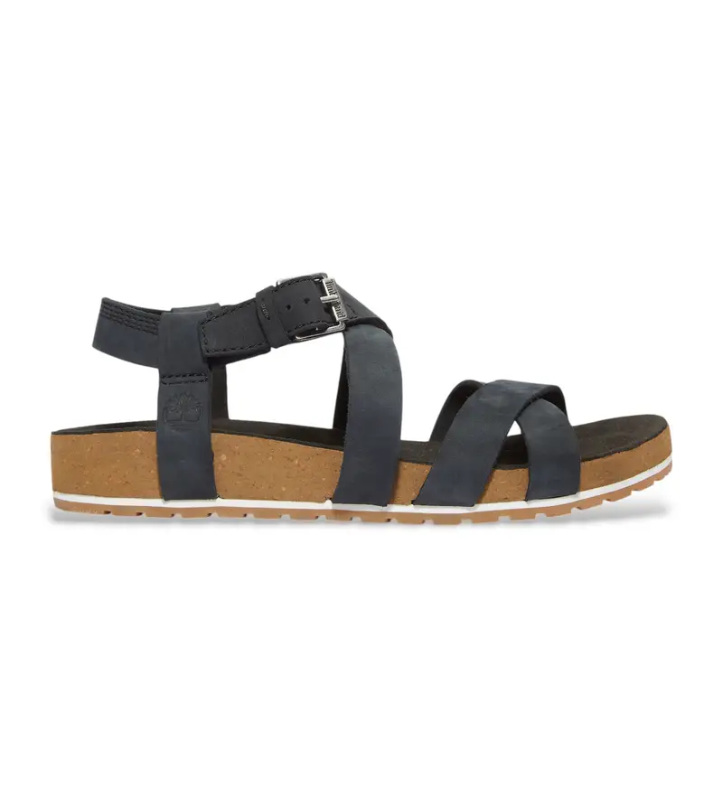 per donna TB0A1MR30151 Sandali in pelle Malibu Waves con cinturino nero sul tallone (36 W), Basso, Fibbia, Casual