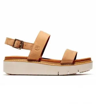 per donna TB0A26H4F131 Sandali Safari Dawn 2 Band in pelle sabbia -Altezza suola 4,5 cm- (36), Marrone, 3 a 5cm, Fibbia, Casual Argento
