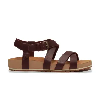 per donna TB0A2QTFEIW1 Sandali Malibu Waves in pelle bordeaux (36 W), Basso, Fibbia, Casual