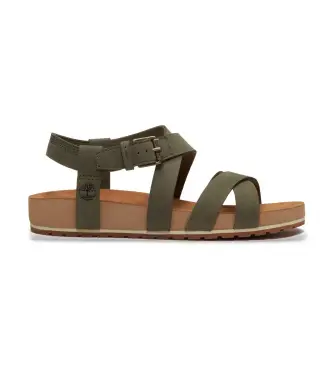 per donna TB0A2QTFEO61 Sandali Malibu Waves in pelle verde (36 W), Basso, Fibbia, Casual