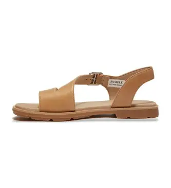 per donna TB0A2R2TEN21 Sandali con cinturino posteriore in pelle marrone Calista Bay (40 W), Basso, Fibbia, Casual