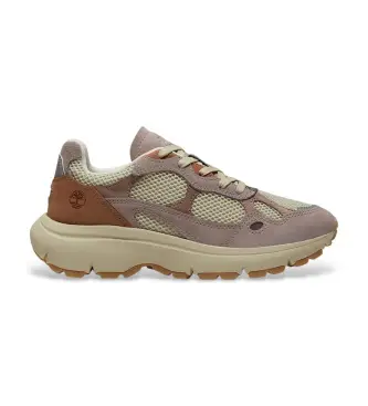per donna TB0A43R8AEQ1 Sneakers Hazel Lane in pelle beige e rosa (36 W), Basso, Stringhe, Casual, Lilla