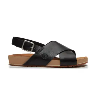 per donna TB0A5MF1W021 Sandali Malibu Waves in pelle nera (36 W), Nero, Basso, Fibbia, Casual