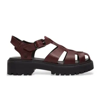 per donna TB0A5S65EIW1 Sandali con plateau Stone Street color bordeaux (36 W), Pelle, 3 a 5cm, Fibbia, Casual