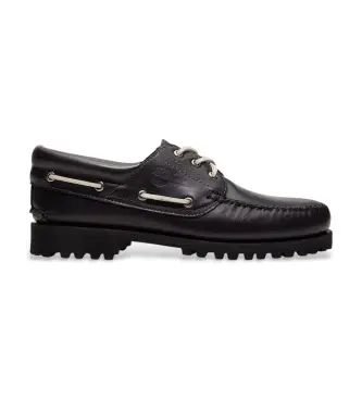 per uomo TB0A2PDQAJC1 Scarpe da barca in pelle nera con tre occhielli (36 5 W), Nero, Basso, Stringhe, Casual