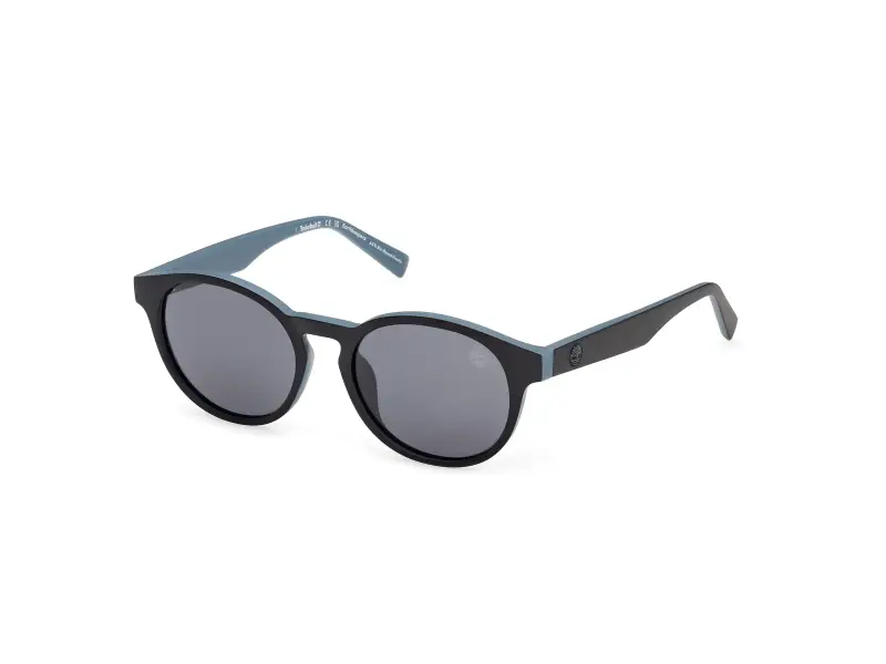 Unisex Timberland TB00077 02D Occhiali da sole Iniettato Nero Blu Rotonda Polarizzata