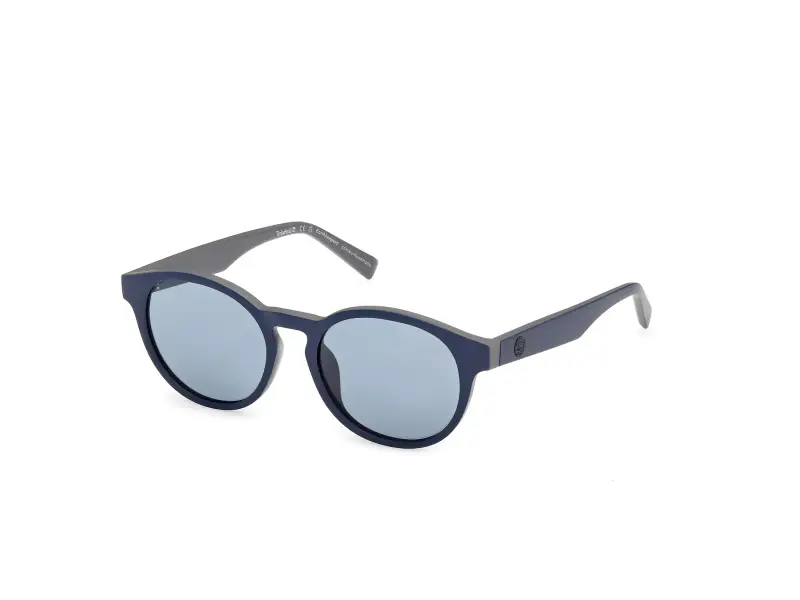 Unisex Timberland TB00077 91D Occhiali da sole Iniettato Blu Fumo Rotonda Polarizzata