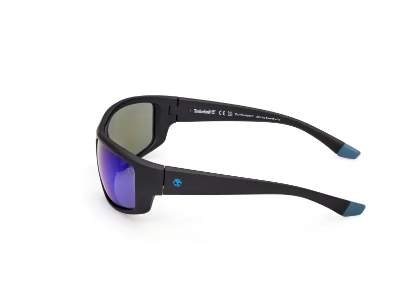 Unisex Timberland TB00081 02D Occhiali da sole Iniettato Nero Blu Squadrata Polarizzata miniatura 3