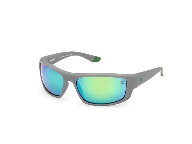 Unisex Timberland TB00081 20R Occhiali da sole Iniettato Grigio Verde Squadrata Polarizzata