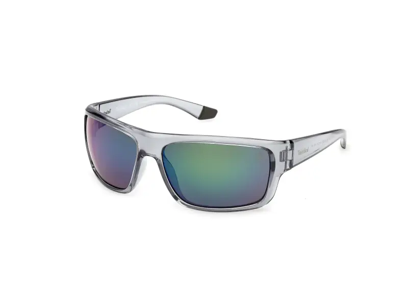 Uomo Timberland TB00067 20R Occhiali da sole Iniettato Grigio Verde Squadrata Polarizzata