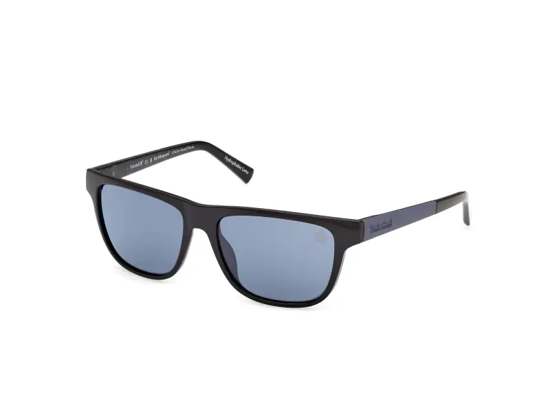 Uomo Timberland TB00069 01D Occhiali da sole Iniettato Nero Blu Squadrata Polarizzata