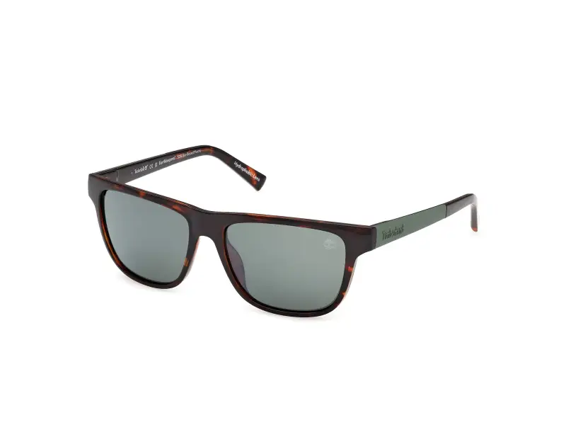 Uomo Timberland TB00069 52R Occhiali da sole Iniettato Havana Verde Squadrata Polarizzata