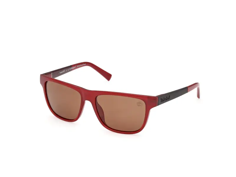 Uomo Timberland TB00069 66H Occhiali da sole Iniettato Rosso Marrone Squadrata Polarizzata