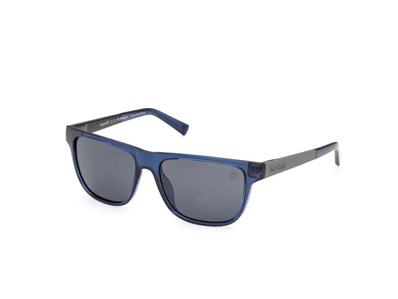 Uomo Timberland TB00069 90D Occhiali da sole Iniettato Blu Fumo Squadrata Polarizzata