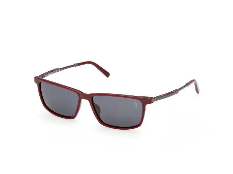 Uomo Timberland TB00071 66D Occhiali da sole Iniettato Rosso Fumo Squadrata Polarizzata