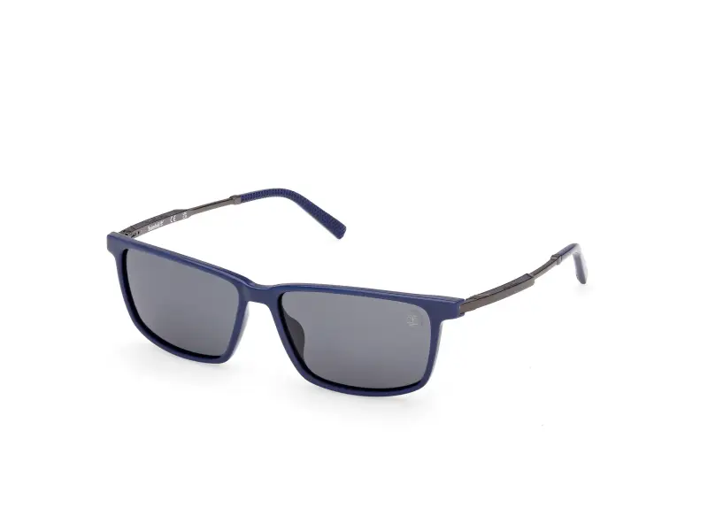 Uomo Timberland TB00071 90D Occhiali da sole Iniettato Blu Blu Squadrata Polarizzata