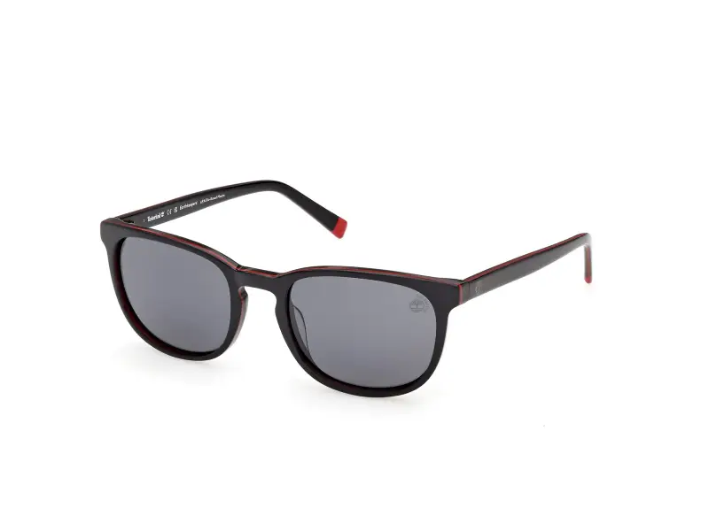 Uomo Timberland TB00074 01D Occhiali da sole Acetato Nero Fumo Rotonda Polarizzata