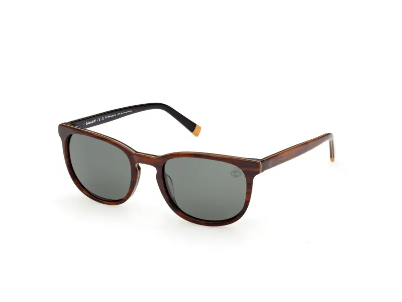 Uomo Timberland TB00074 62R Occhiali da sole Acetato Marrone Verde Rotonda Polarizzata