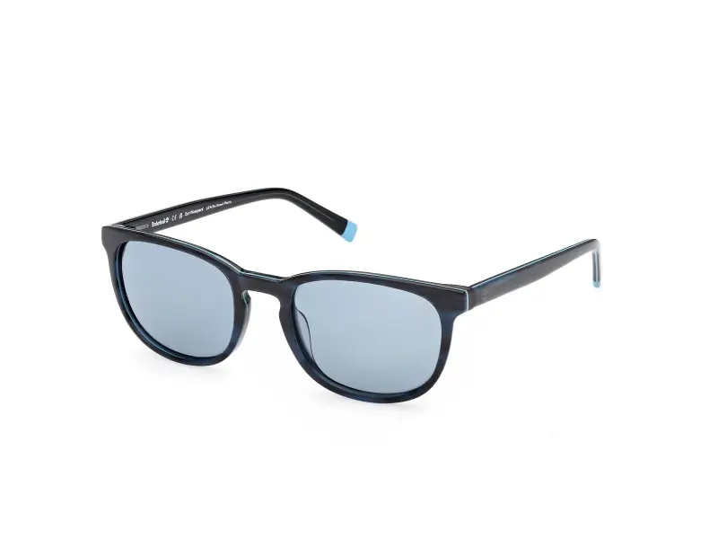 Uomo Timberland TB00074 64D Occhiali da sole Acetato Blu Blu Rotonda Polarizzata