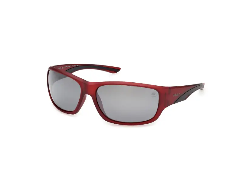 Uomo Timberland TB00084 67D Occhiali da sole Iniettato Rosso Fumo Squadrata Polarizzata