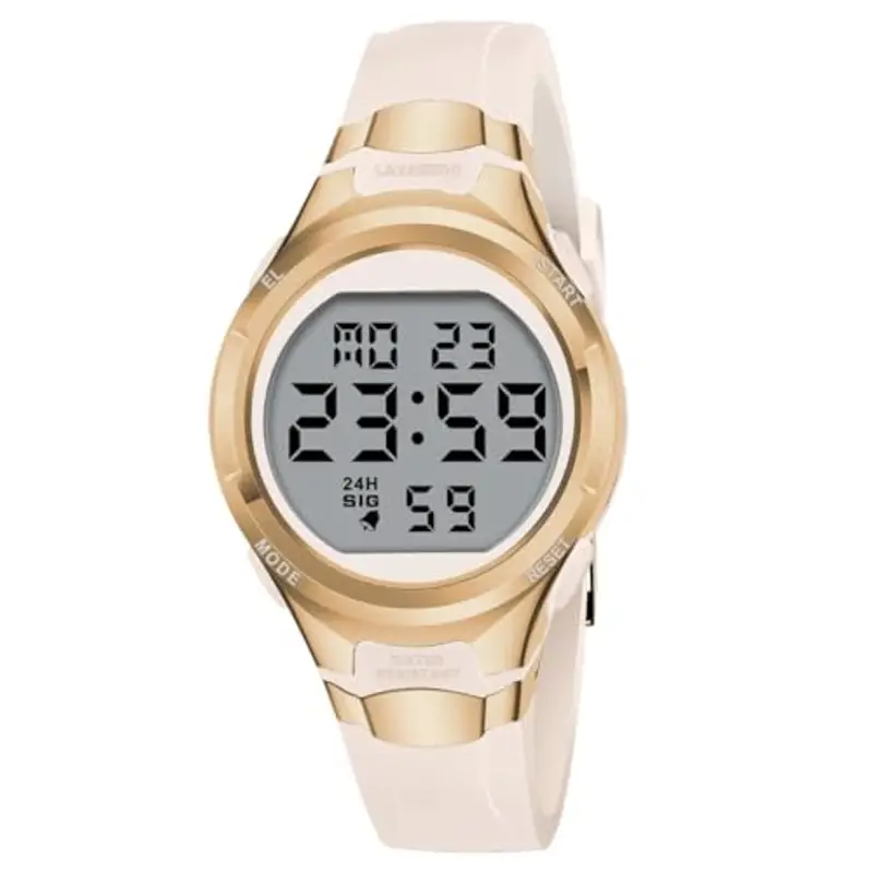 Timever Orologio da Donna con Cinturino in Silicone,Orologio Digitale da Donna con Sveglia,Cronometro,Data,Luce