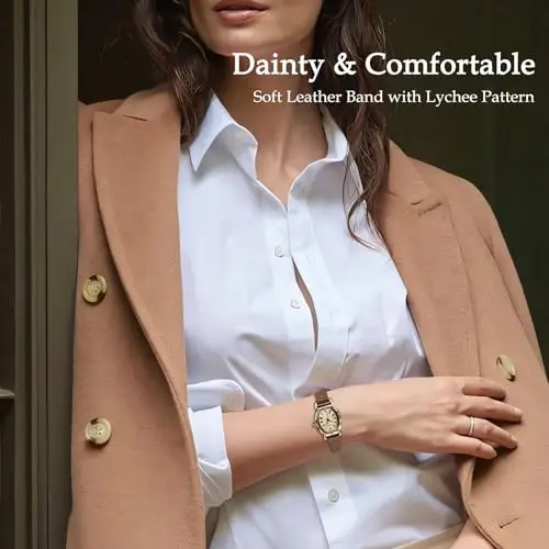 Timever Orologio da Donna Elegante Vintage al Quarzo - Cinturino in Pelle con Numeri Romani - Resistente all'Acqua 3 miniatura 2