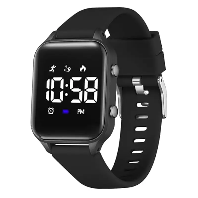 Timever Orologio digitale bambina bambini con contapassi,sveglia,cronometro,luce,data-Orologio per Ragazzi e Ragazze senza app e telefono con cinturino in silicone