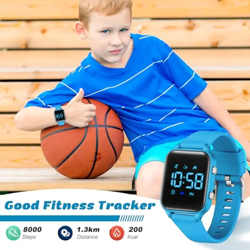 Timever orologio digitale bambina bambini con contapassi, sveglia, cronometro, luce, data-orologio per ragazzi e ragazze senza app e telefono con cinturino in silicone miniatura 3