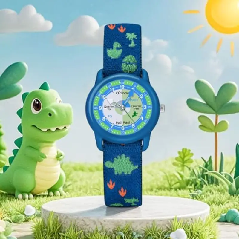 Timever Orologio per Bambino, Orologio Analogico al Quarzo per Ragazzi e Ragazze con Cinturini in Tessuto Elastico e Farfalle/Dinosauri/Fiori, Regalo per Bambini dai 3 ai 12 Anni miniatura 2