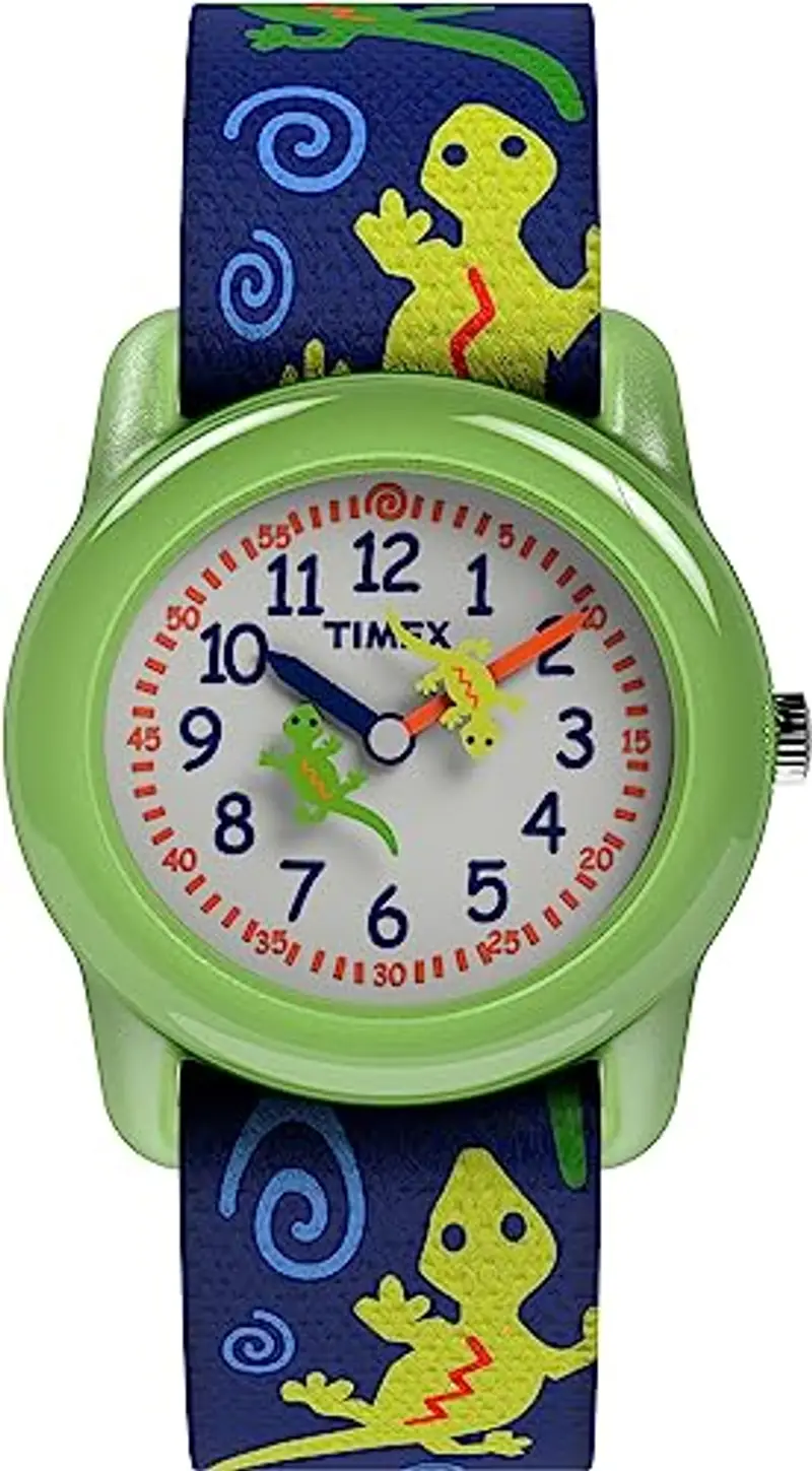 Timex Orologio Analogico Quarzo Unisex Bambini con Cinturino in Tessuto T728814, Multicolore (Verde/Blu/Bianco)