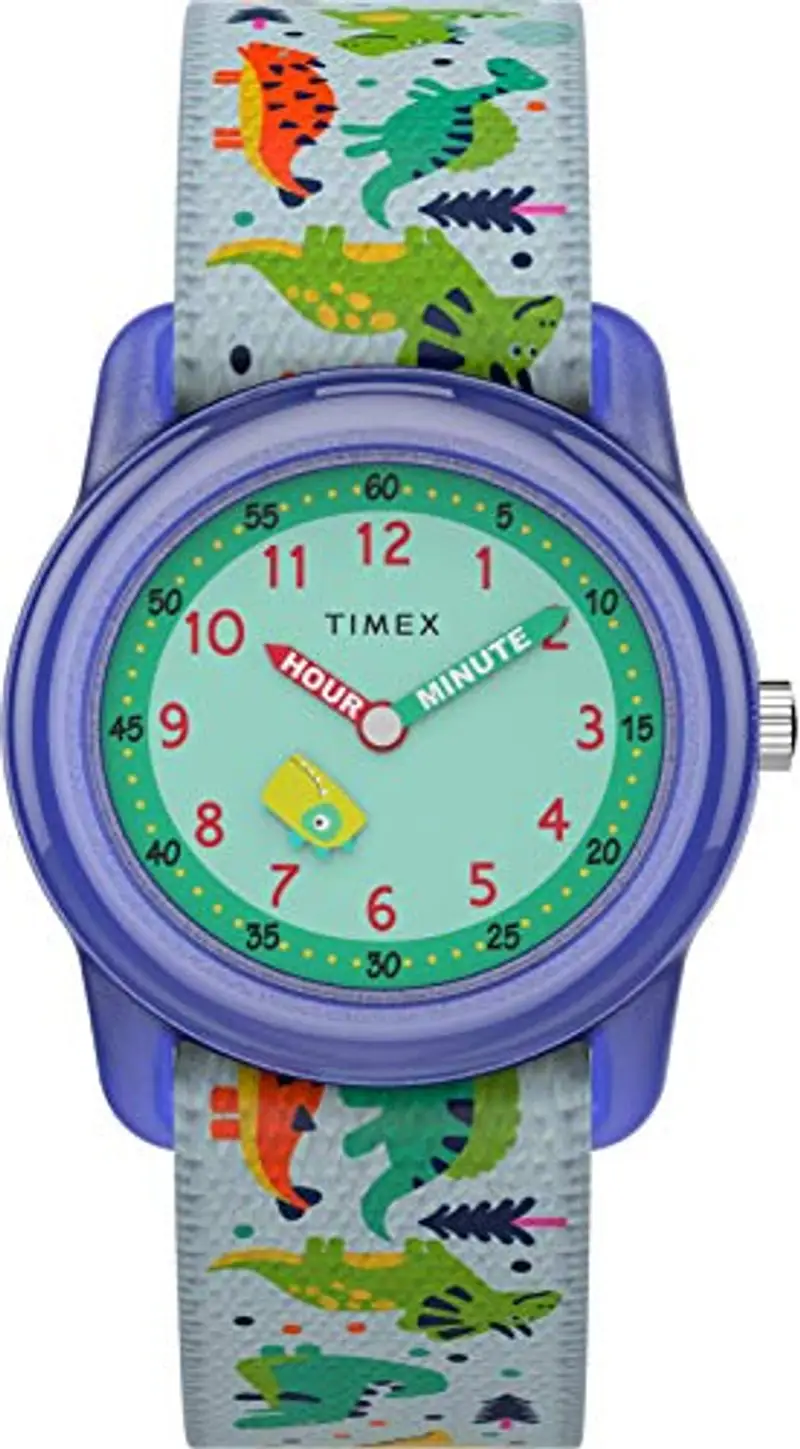 Timex Orologio Analogico Quarzo Unisex Bambini con Cinturino in Tessuto TW7C77300, Multicolore (Dinosauri)