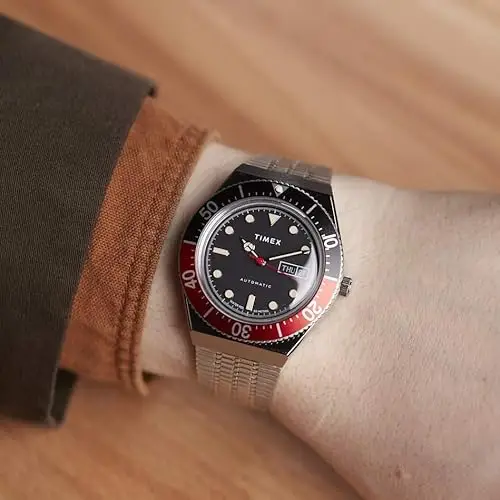 Timex Orologio automatico da uomo Peanuts da 40 mm, cinturino in acciaio inox, quadrante blu, cassa in acciaio inox miniatura 2