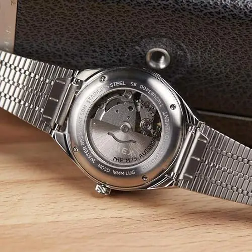 Timex Orologio automatico da uomo Peanuts da 40 mm, cinturino in acciaio inox, quadrante blu, cassa in acciaio inox miniatura 3