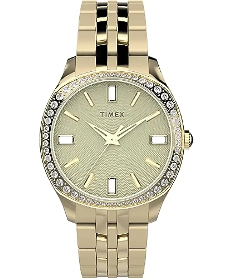 Timex Orologio da donna Trend, 36 mm, cinturino in acciaio inox, quadrante dorato, cassa dorata TW2W17600