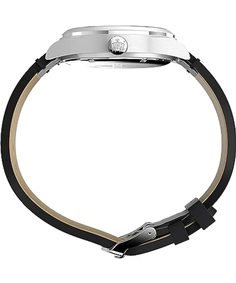 Timex Orologio da uomo Waterbury, 39 mm, cinturino a sgancio rapido in due pezzi in pelle nera, quadrante nero, cassa in acciaio inox TW2W14700 miniatura 2