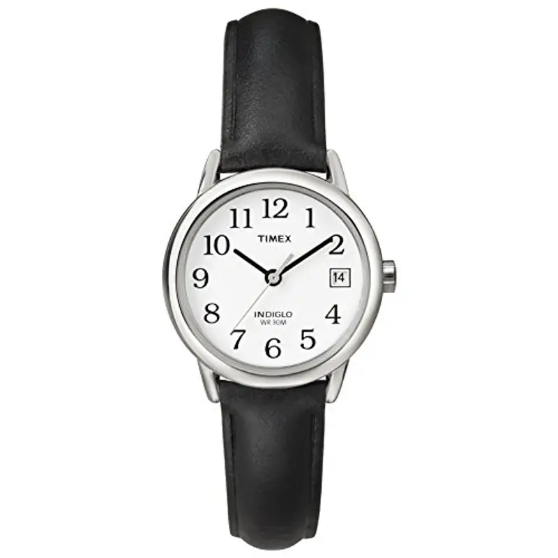 Timex T2H331 Orologio da donna con cinturino in pelle nera, con datario, al quarzo, da 25 mm