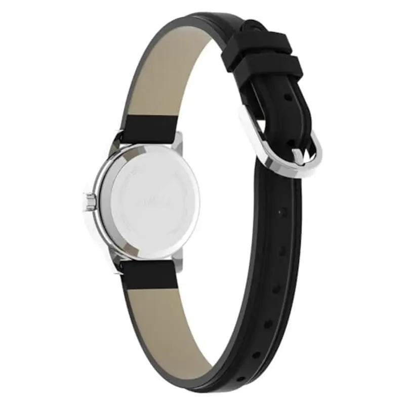 Timex T2H331 Orologio da donna con cinturino in pelle nera, con datario, al quarzo, da 25 mm miniatura 3
