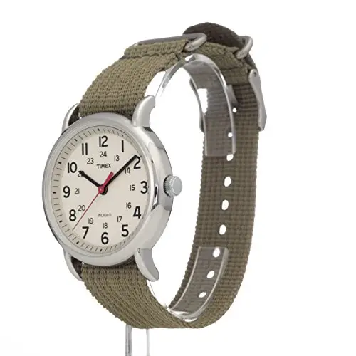 Timex T2N651 Orologio da Polso al Quarzo, Analogico, Unisex, Tessuto, Beige/Verde miniatura 2