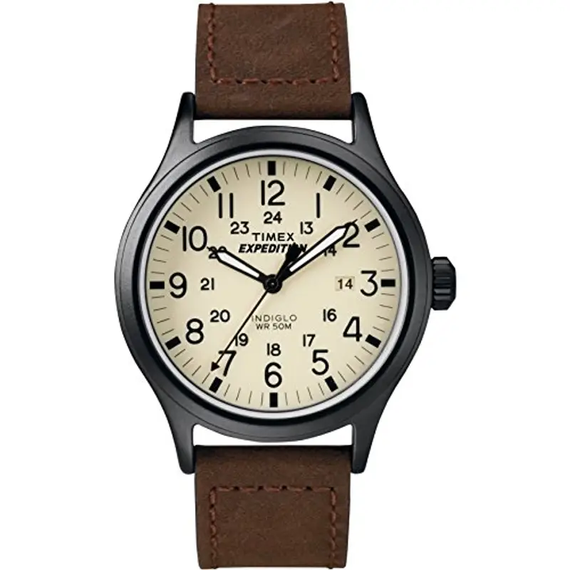 Timex T49963 Orologio da Polso al Quarzo, Analogico, Unisex, Pelle, Beige/Marrone