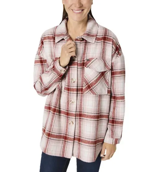 Check Overcoat W - camicia a maniche lunghe - donna Red