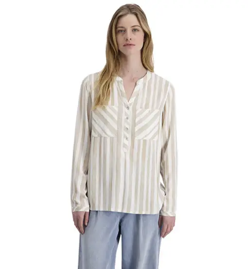 Henley Blouse W - camicia a maniche lunghe - donna Beige
