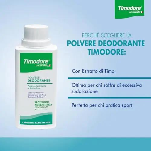 Timodore, Polvere Deodorante, Azione Assorbente e Antisudore, Risposta Ideale al Problema dell'Eccessiva Sudorazione miniatura 3