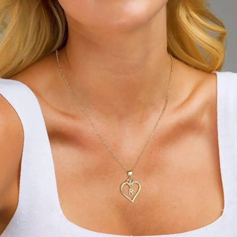 TINGN Collana con Ciondolo a Cuore da Donna, Catena a Cuore in Oro con Lettere Gioielli Catena con Iniziale H da Donna miniatura 3