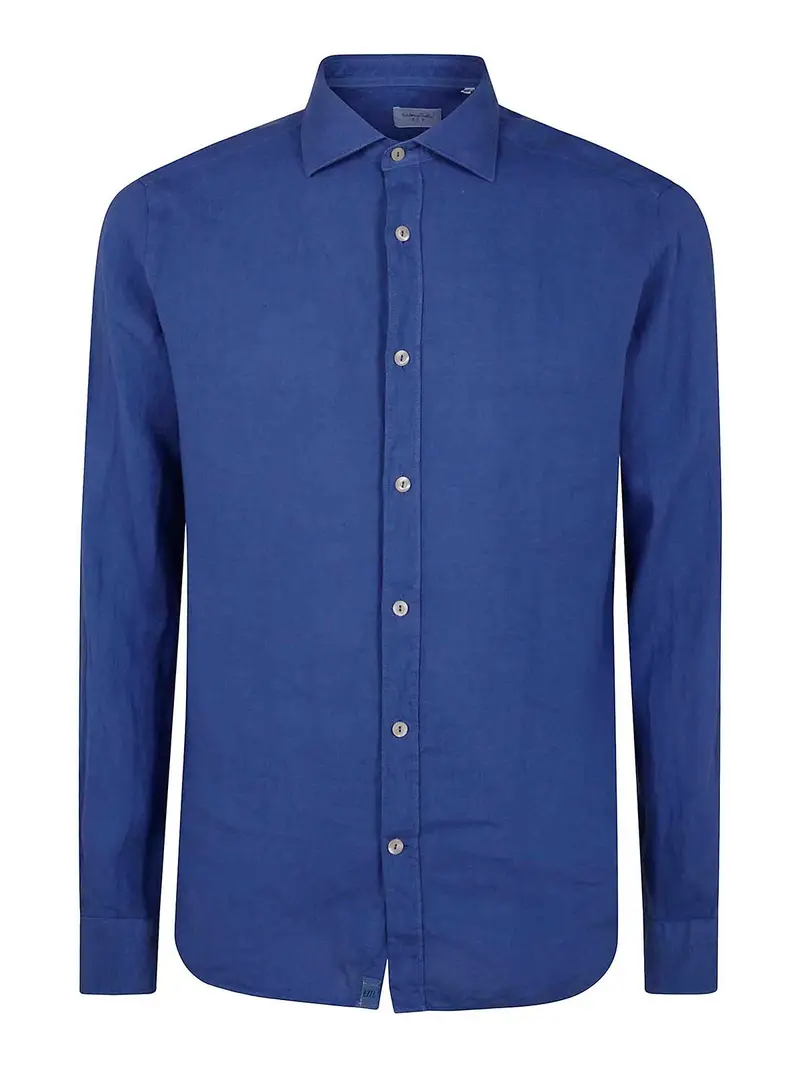 Camicia classica di lino Blu