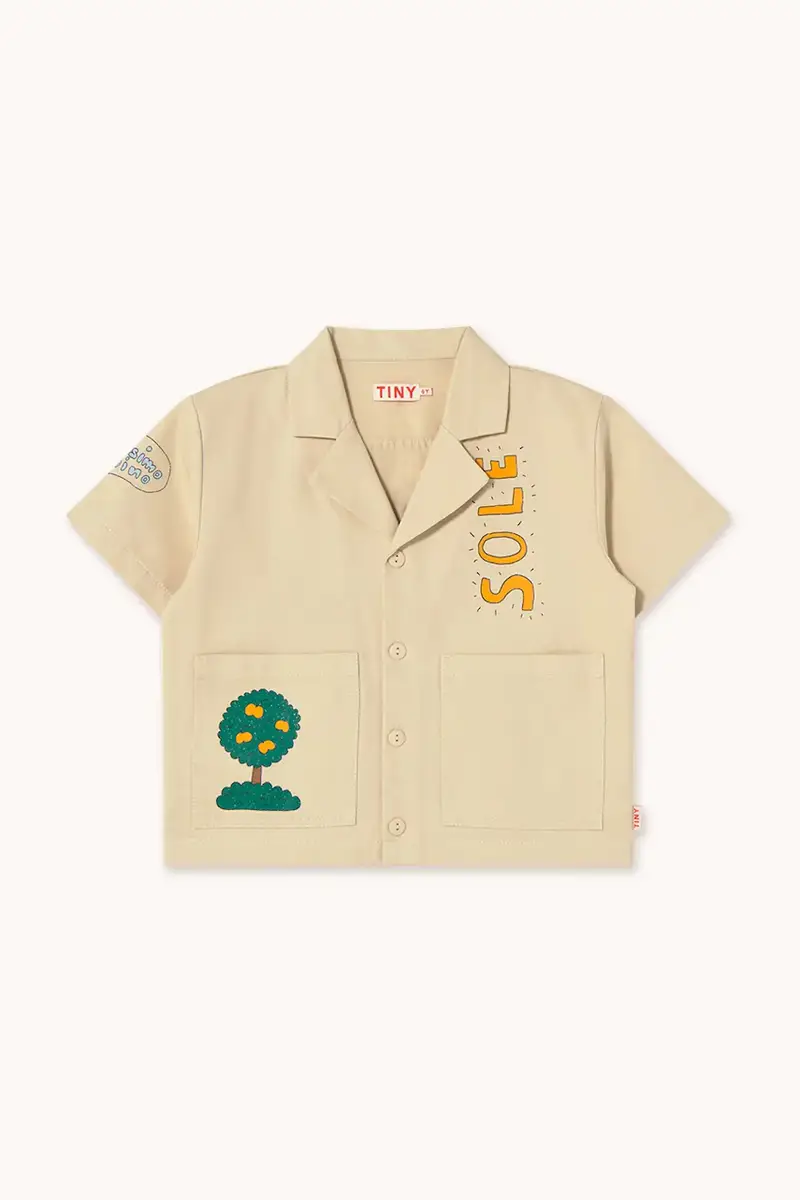 camicia di cotone per bambini ARTSY TREE SHIRT colore beige SS25-201 miniatura 2