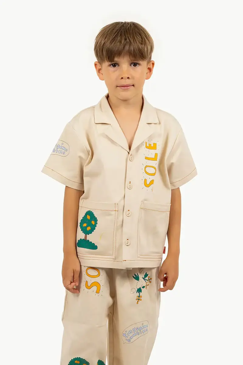 camicia di cotone per bambini ARTSY TREE SHIRT colore beige SS25-201