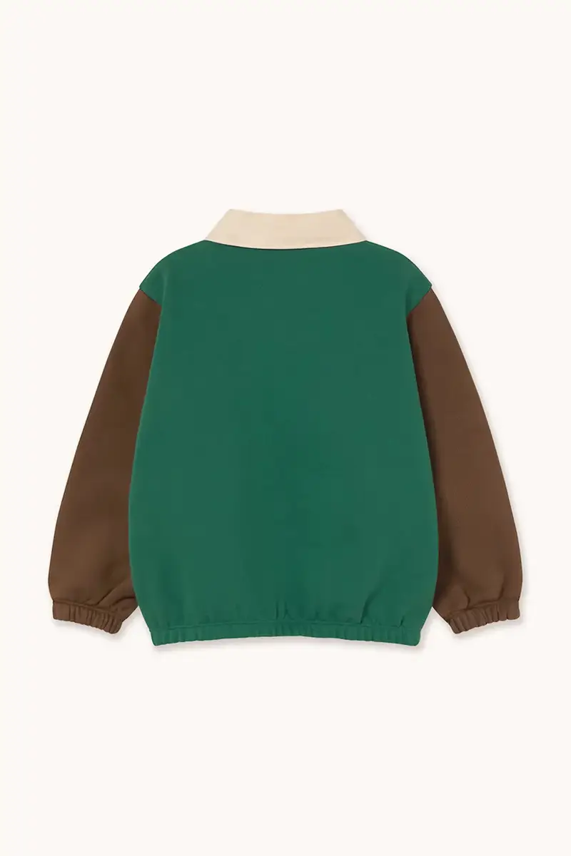 felpa in cotone bambino/a COLOR BLOCK POLO SLEEVE TEE colore verde AW25-270 Turchese miniatura 3