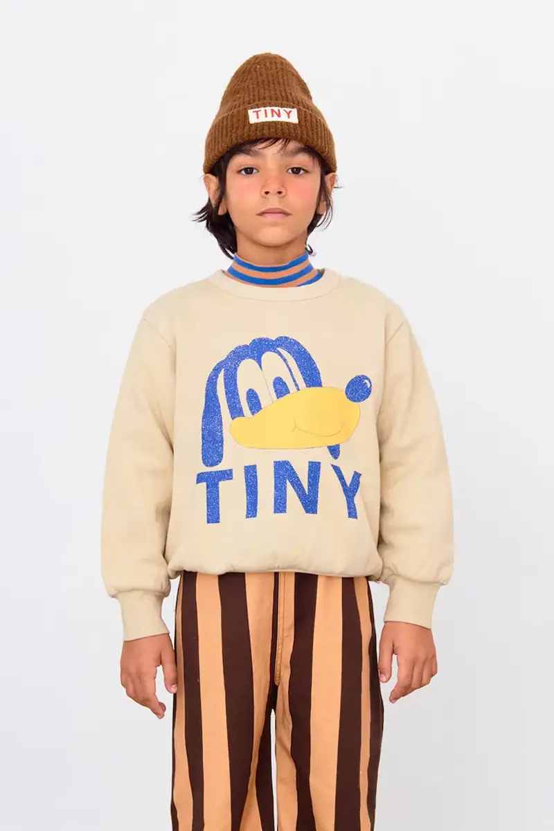 felpa in cotone bambino/a TINY DOG GRAPHIC SWEATSHIRT colore beige AW25-289
