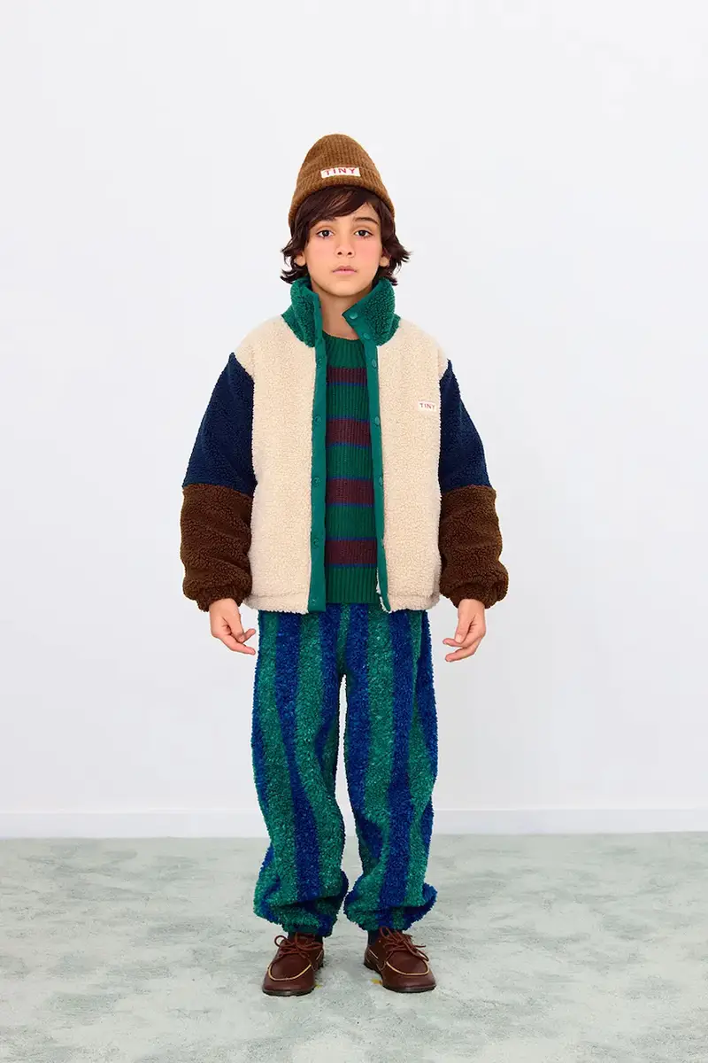 giacca per bambini COLOR BLOCK POLAR SHERPA JACKET colore verde AW25-360
