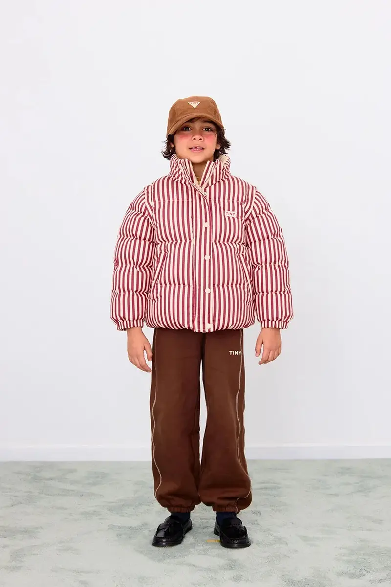 giacca per bambini in cotone STRIPES SHORT PADDED JACKET colore rosa AW25-484 miniatura 4